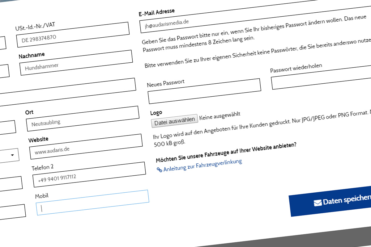 Firmendaten vervollständigen